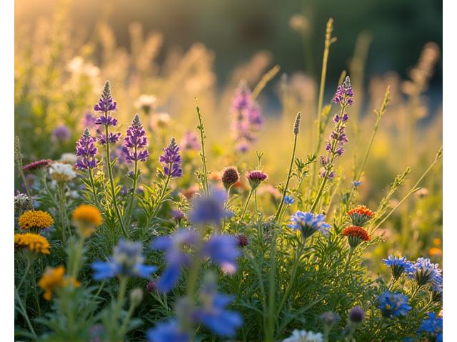 A diverse collection of Idaho native plants thriving in a landscaped setting, attracting local pollinators.