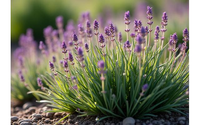 Close-up of vibrant, drought-tolerant plants thriving in a natural landscape, showcasing their beauty with minimal water needs.