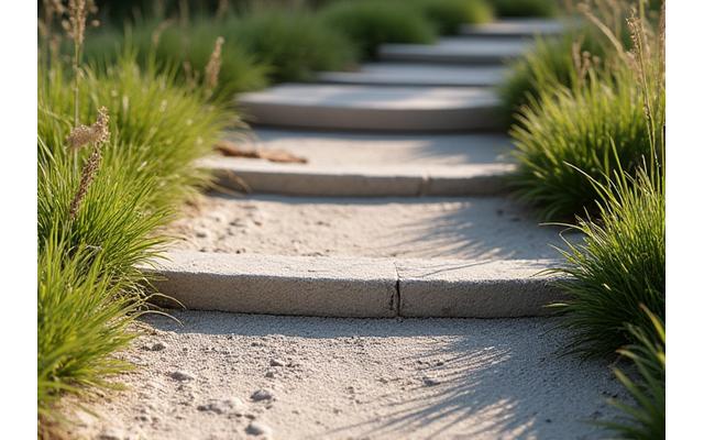 A section of a trail constructed with recycled crushed concrete, seamlessly blending into the natural environment.