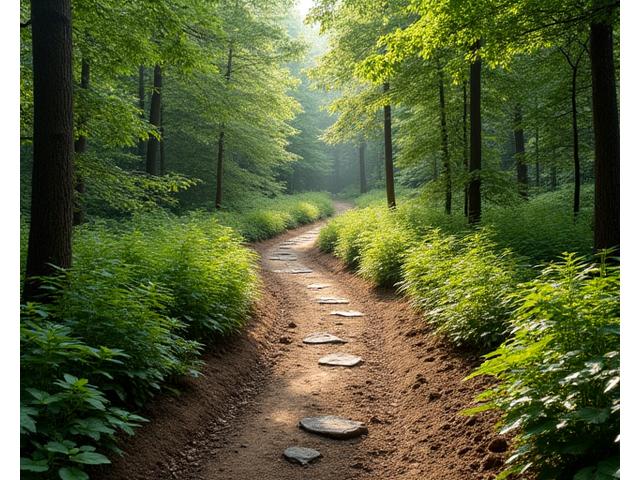 Before and after of a meandering forest trail designed for erosion control