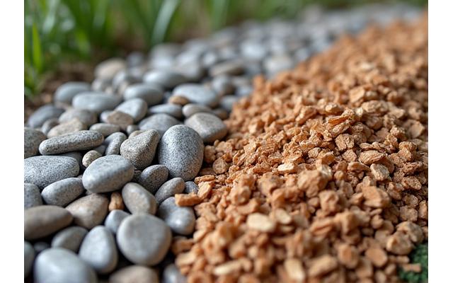 Various sustainable trail building materials like wood chips, gravel, and natural stone